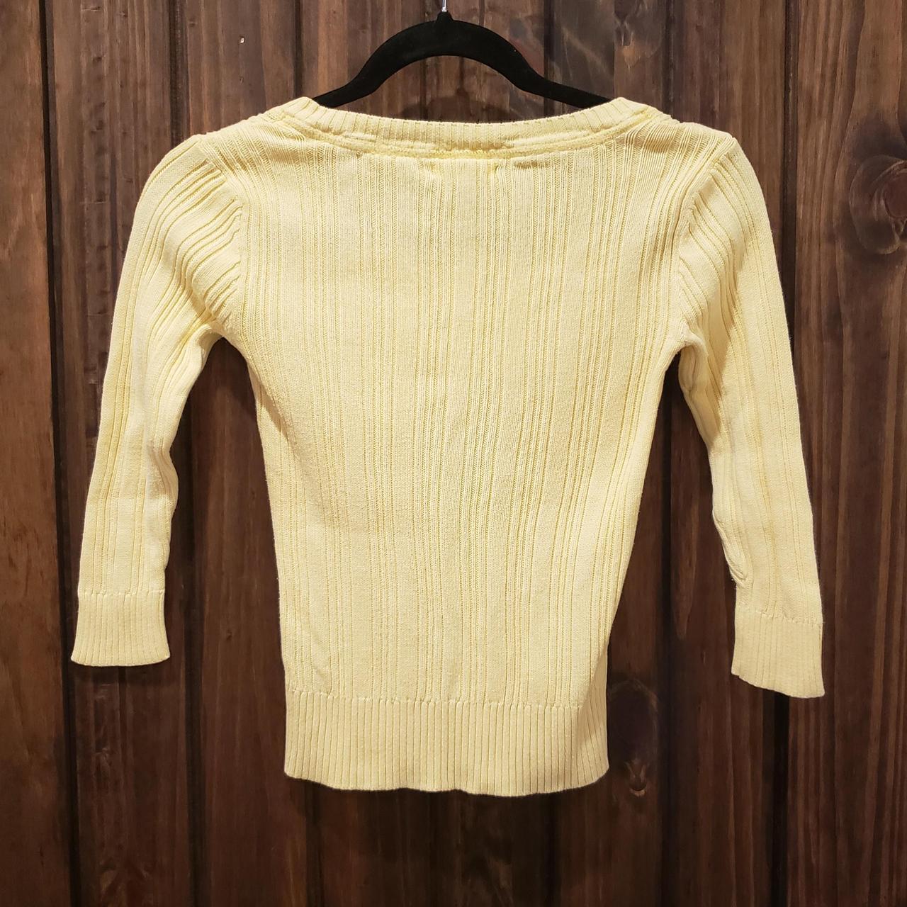 AEROPOSTALE YELLOW SCOOP NECK CABLE KNIT SWEATER TOP... - Depop