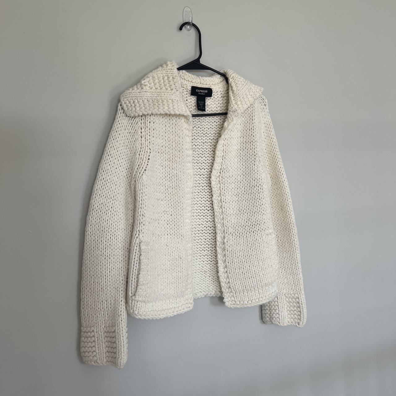 Express Women's Cream and White Jumper Depop