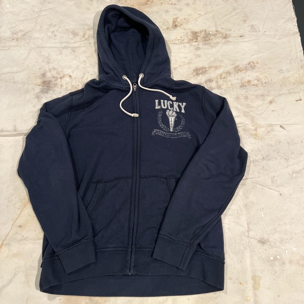 8802 B2 FWO Vintage 1990's Lucky Brand Navy Blue Hoodie Size L – A Vintage  Address