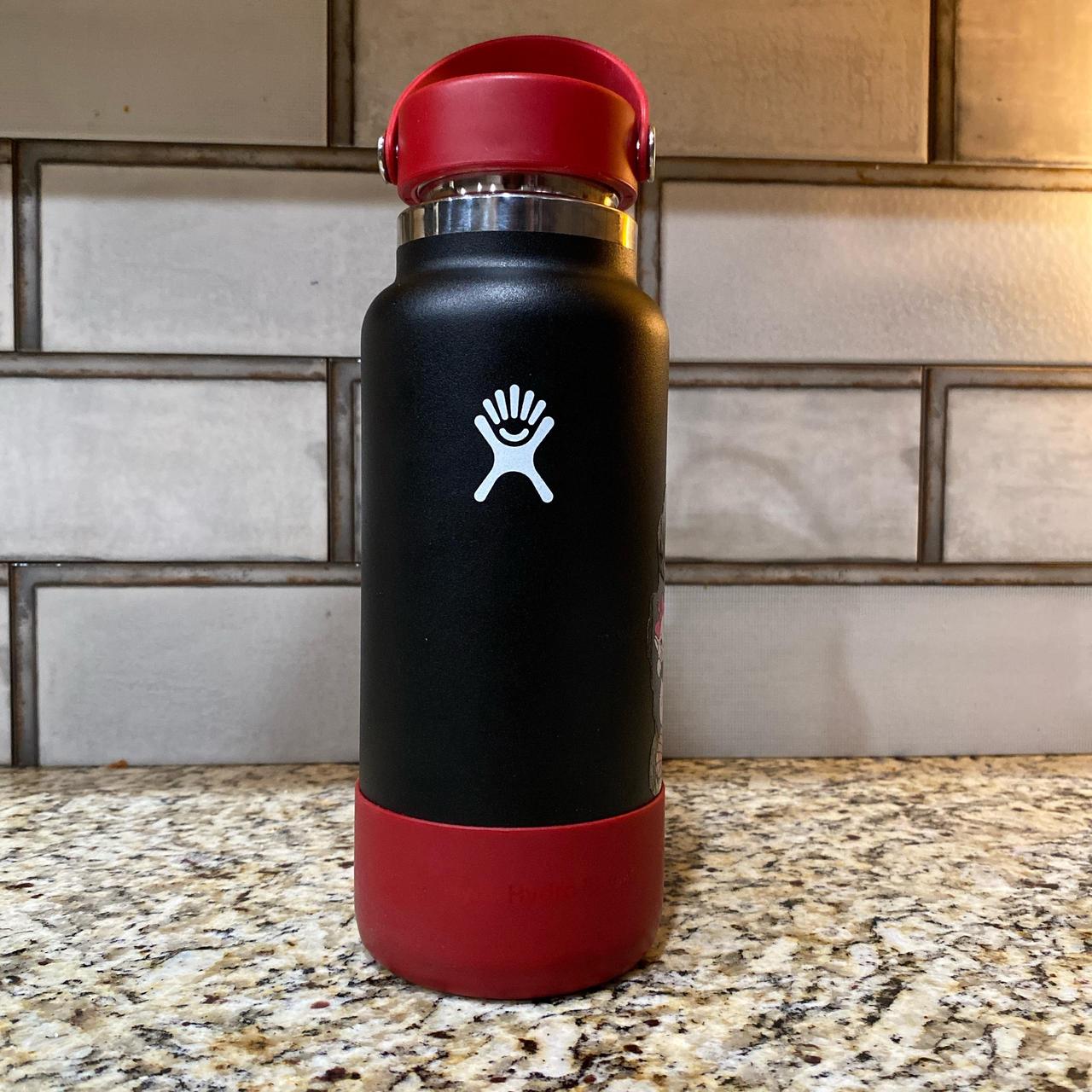 Custom Hydroflask black and red water bottle