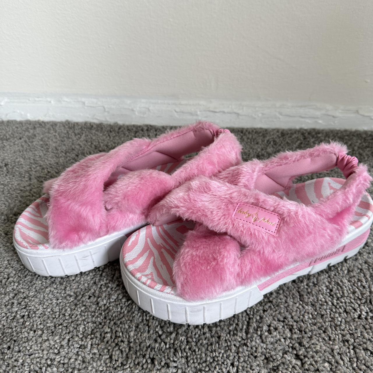 Baby phat pink fur slipper - Depop