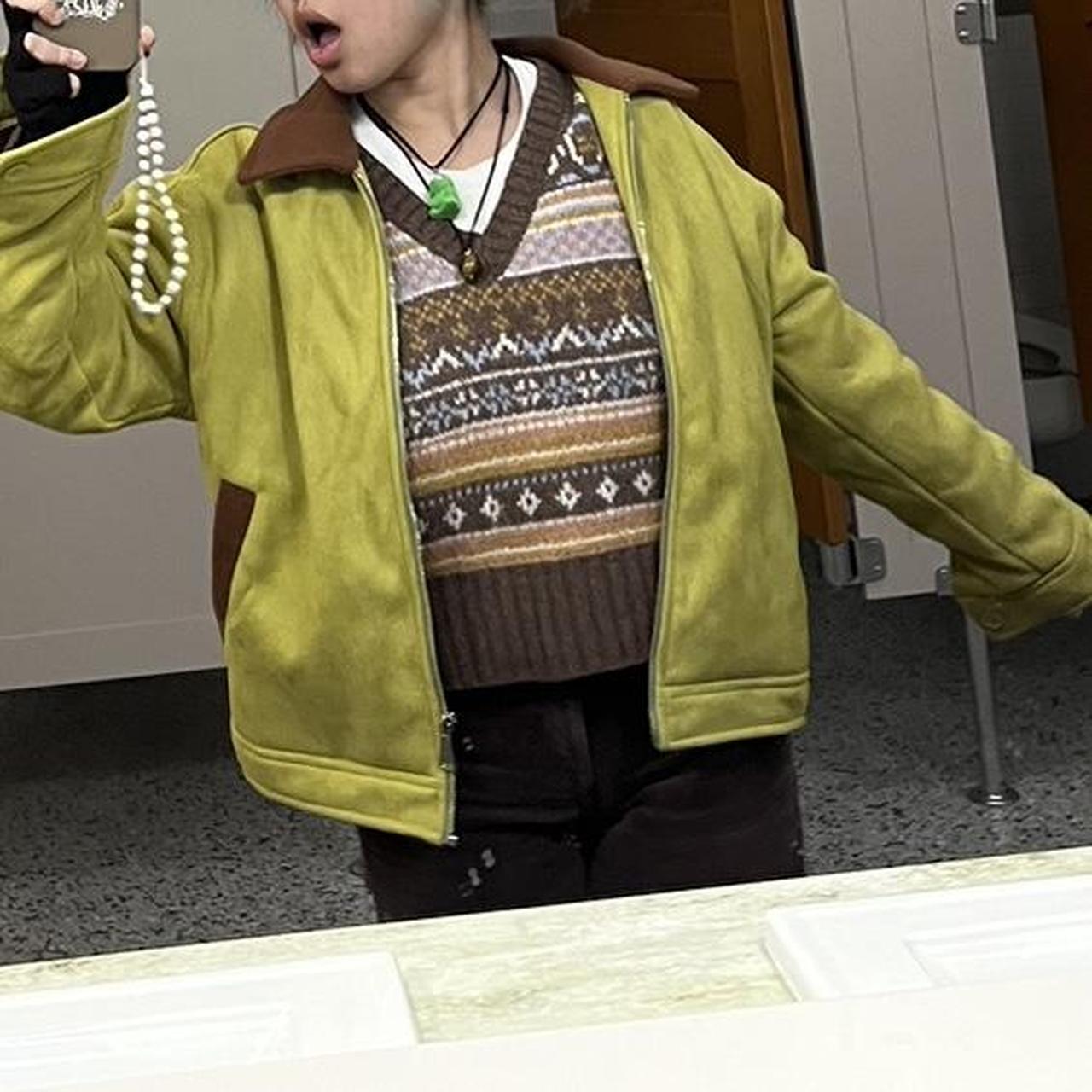 Cider Women's Green and Brown Jacket Depop