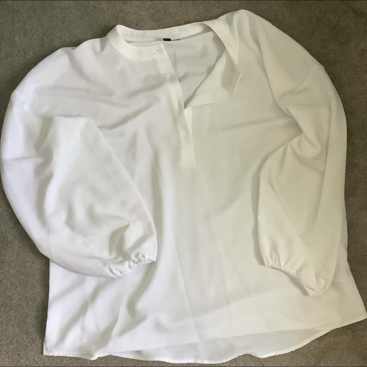 Alfani Women’s White Blouse Alfani XL White Long... - Depop