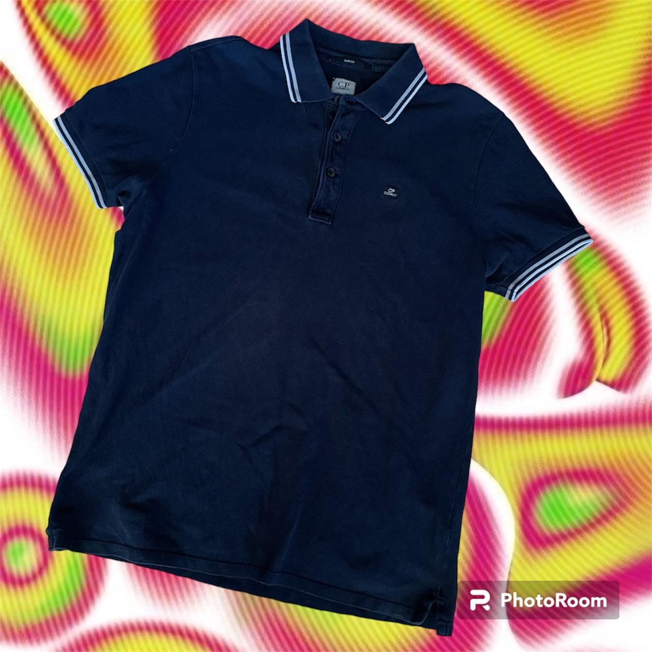 Vintage C.P Company Navy Polo shirt tshirt massimo... - Depop