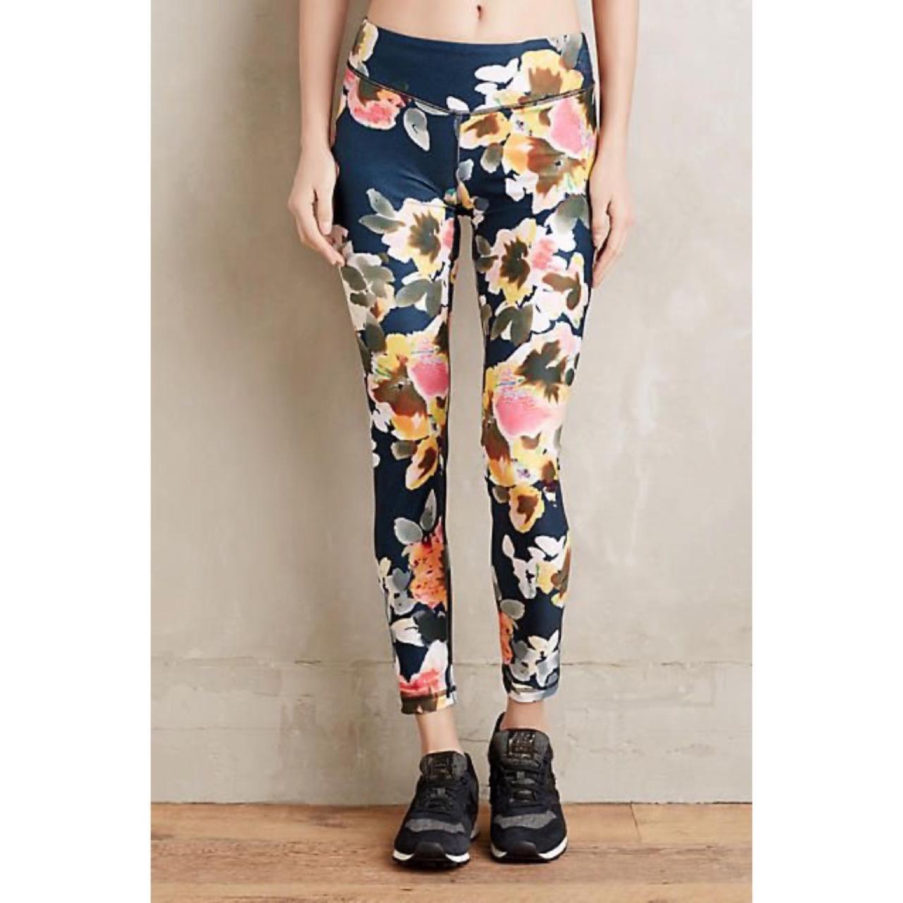 Anthropologie PURE GOOD Aquaflora Floral Leggings