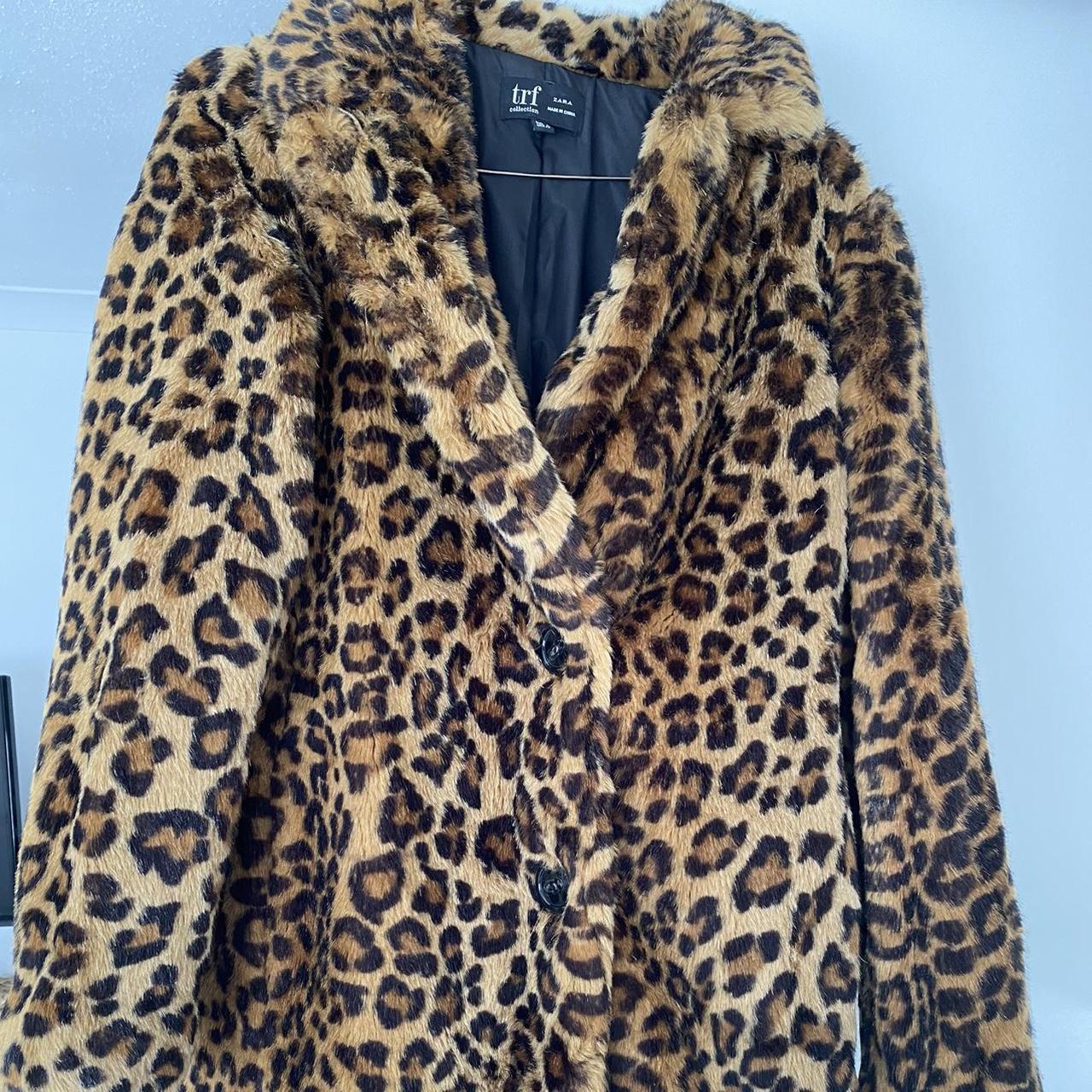 Zara faux fur leopard print jacket. Worn once. Payed... - Depop
