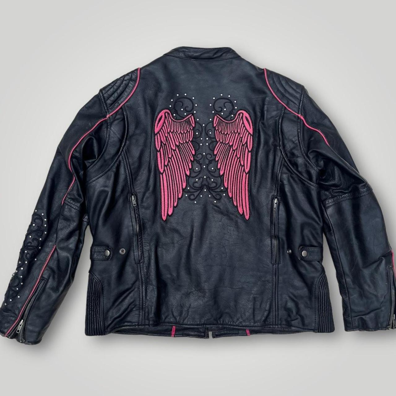 Y2k Angel wing biker jacket Measurements: Bust... - Depop