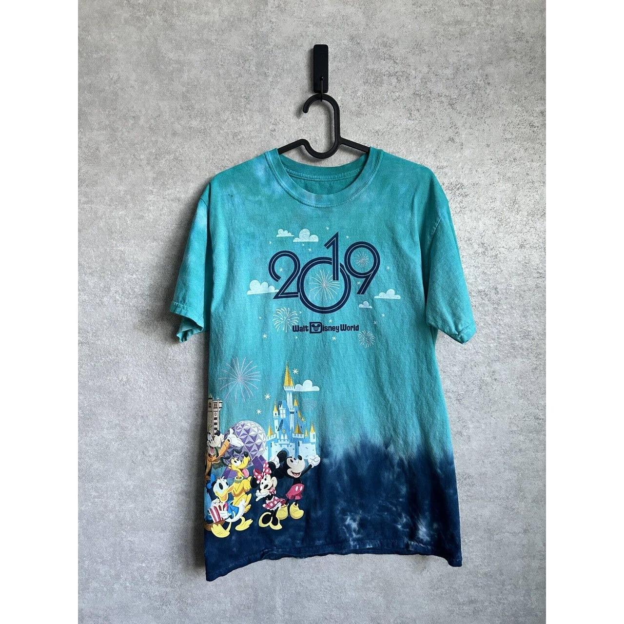 2019 Walt Disney World T Shirt Mens Blue Tie Dye