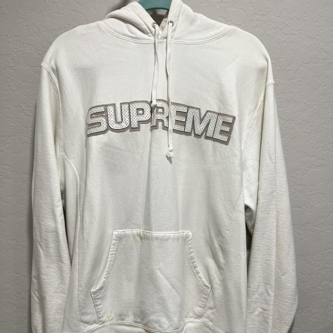 Supreme perforated leather hot sale hooded sweatshirt