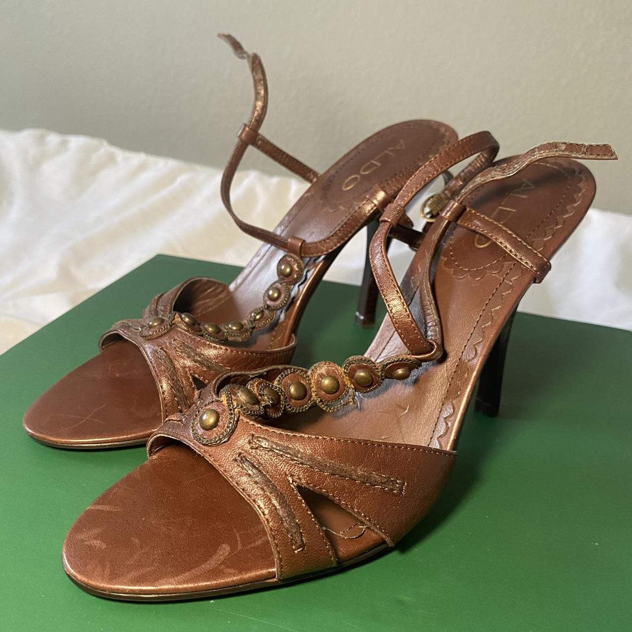 Brown Aldo Heels Size 6 1/2 US Used The leather is... Depop