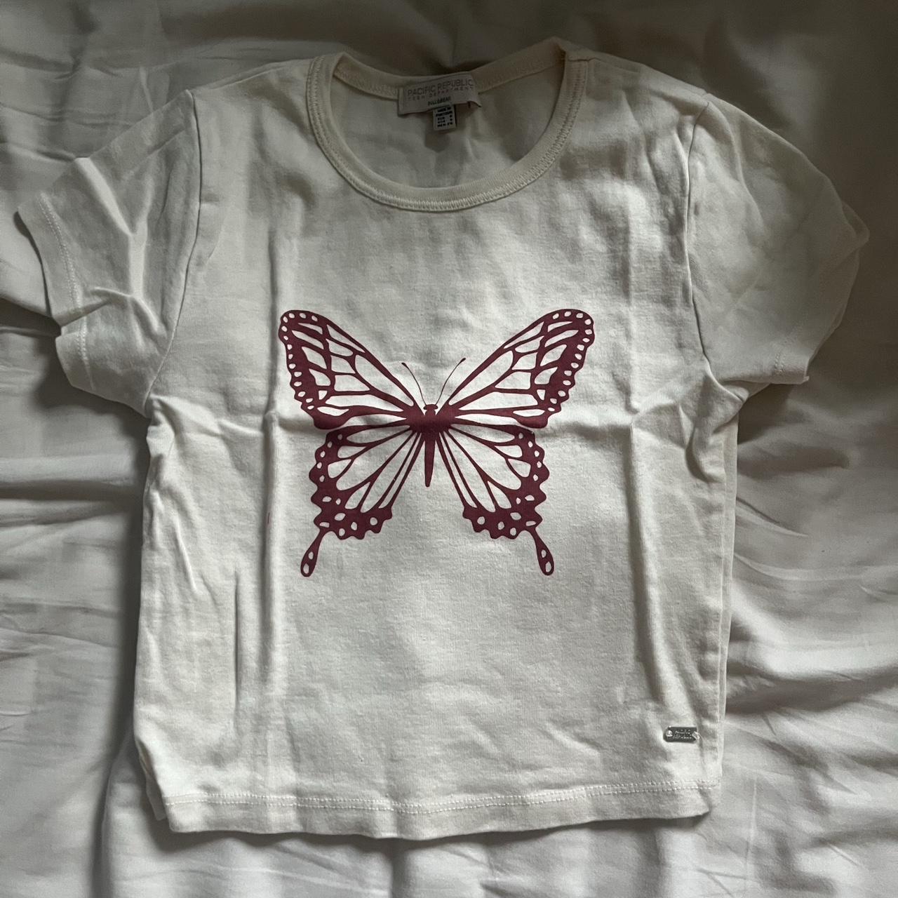 White butterfly shirt