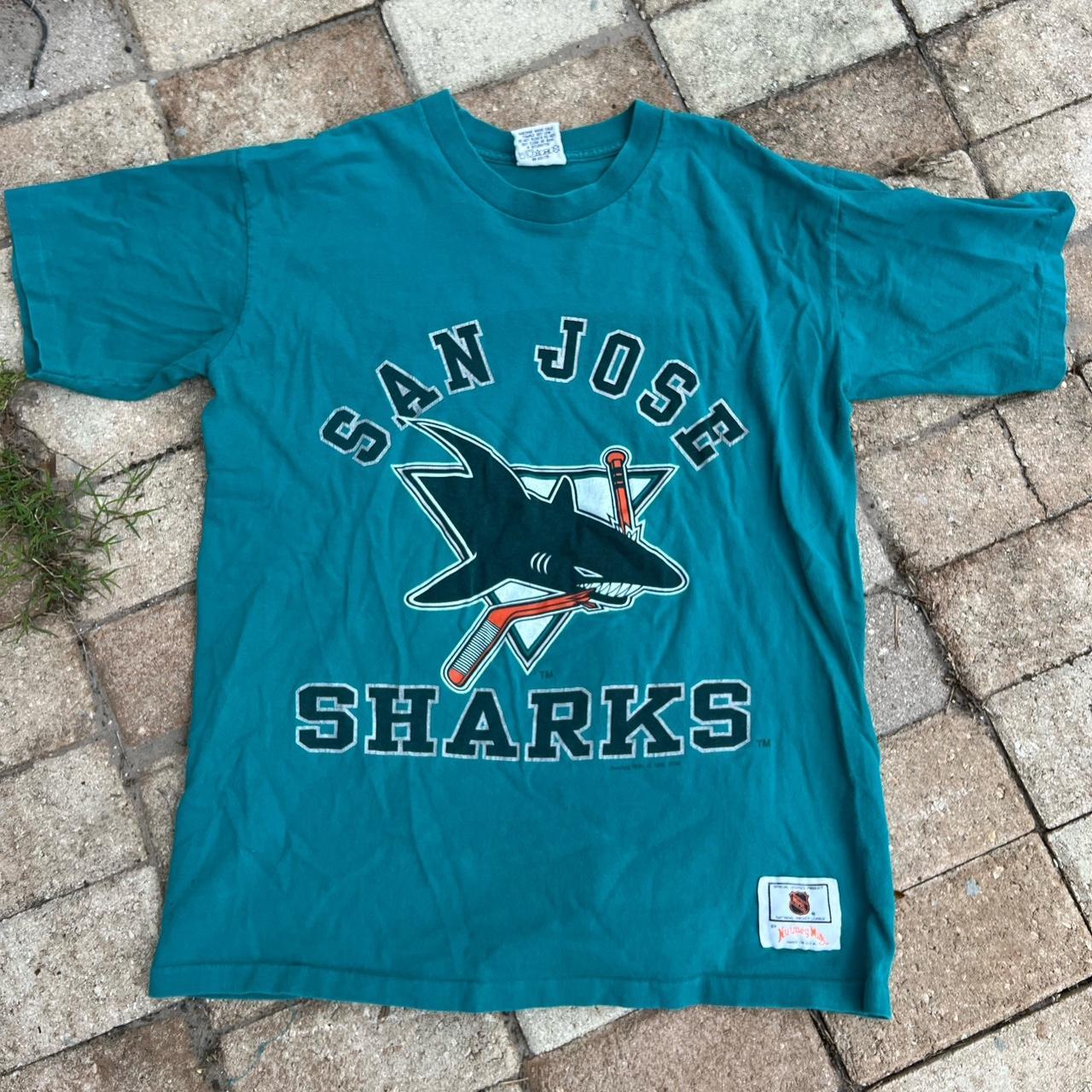 VINTAGE NHL SAN JOSE SHARKS TEE SHIRT 1991 SIZE LARGE MADE IN USA