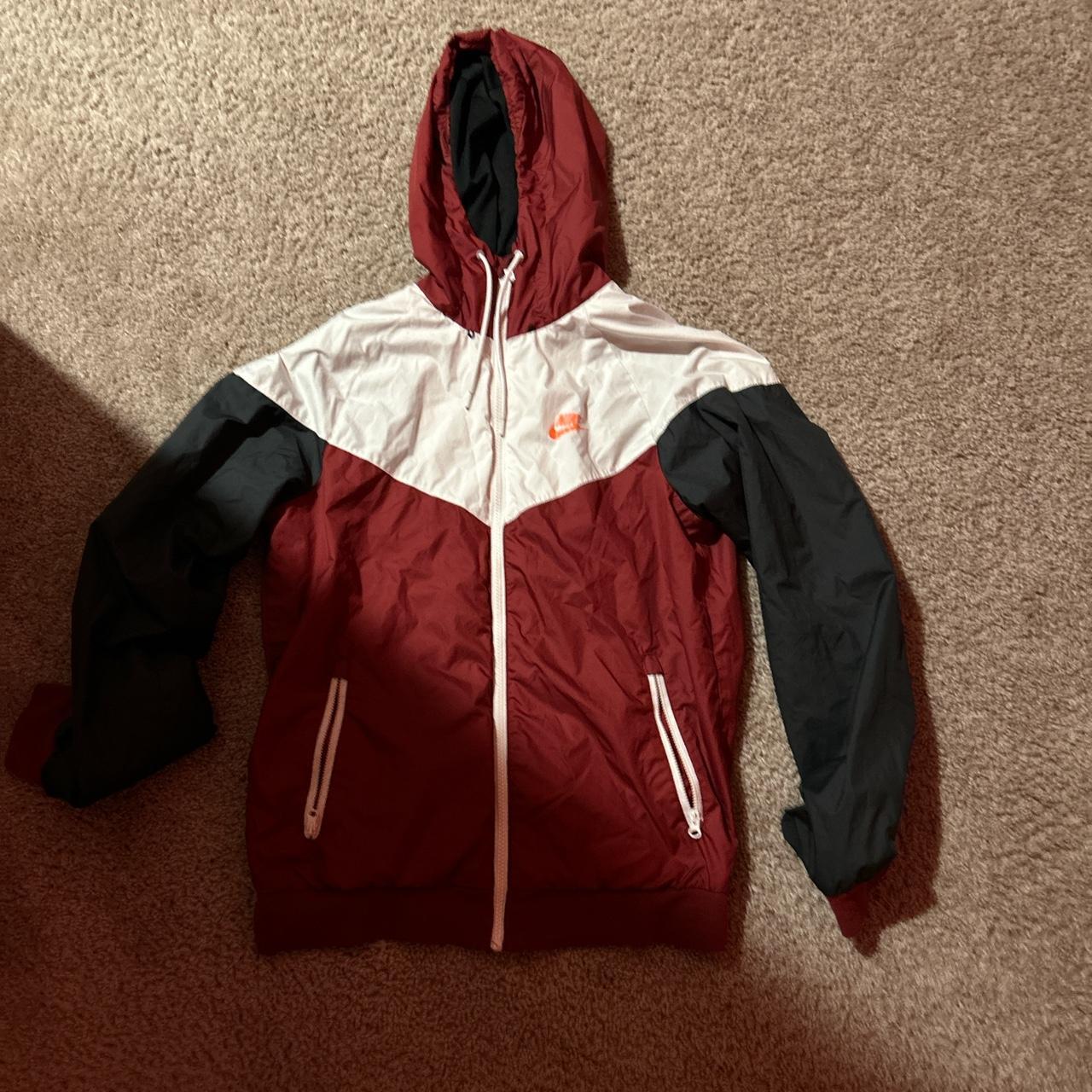 Small Red White and Black nike windbreaker Depop