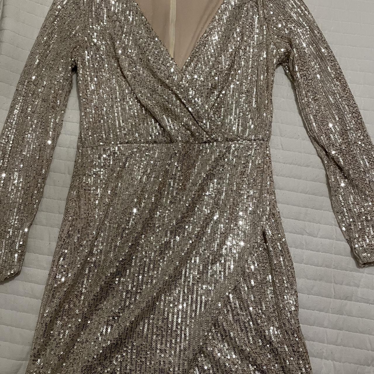 Sequin gold mini dress - Depop