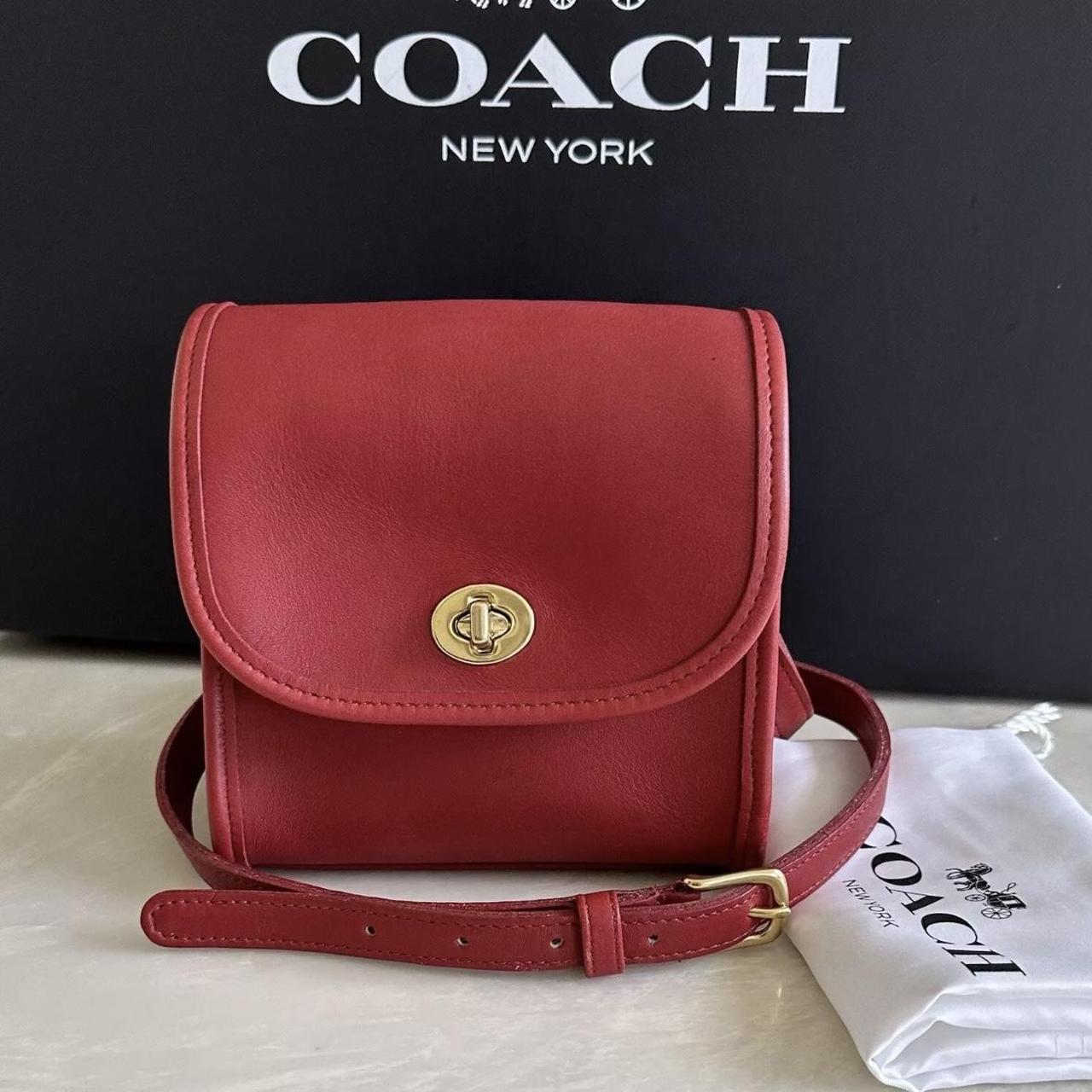 COACH vintage 9018 Emmie Red Crossbody Flap Bag Rare 90s USA