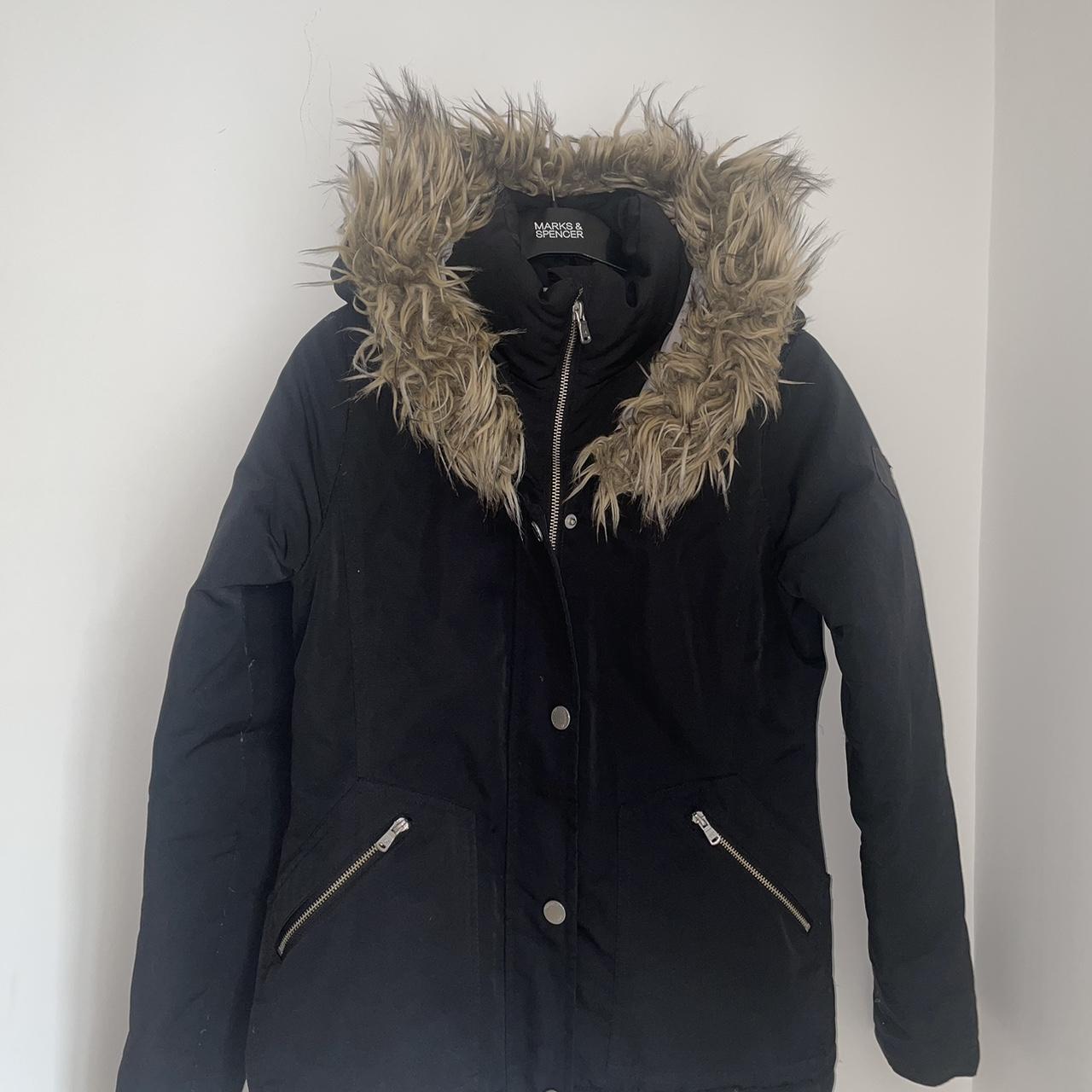 hollister ladies women’s black winter coat with... - Depop