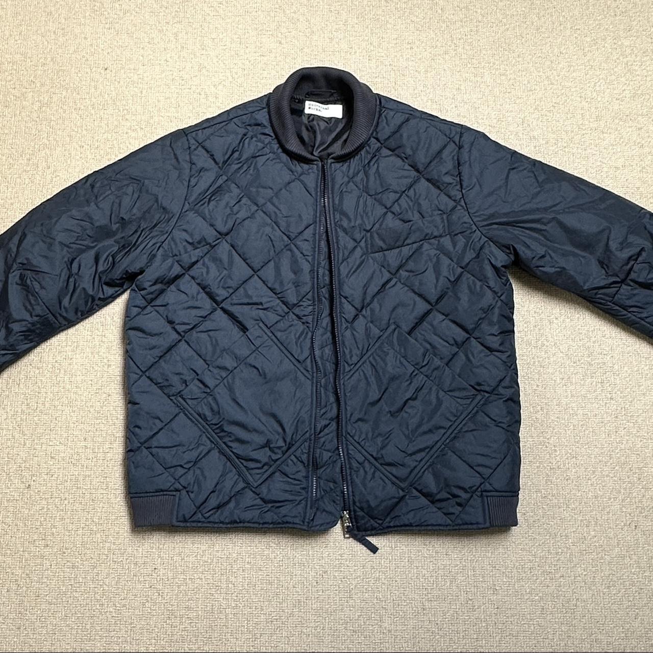 Universal Works Quilt Deck Jacket in Navy Italian... - Depop