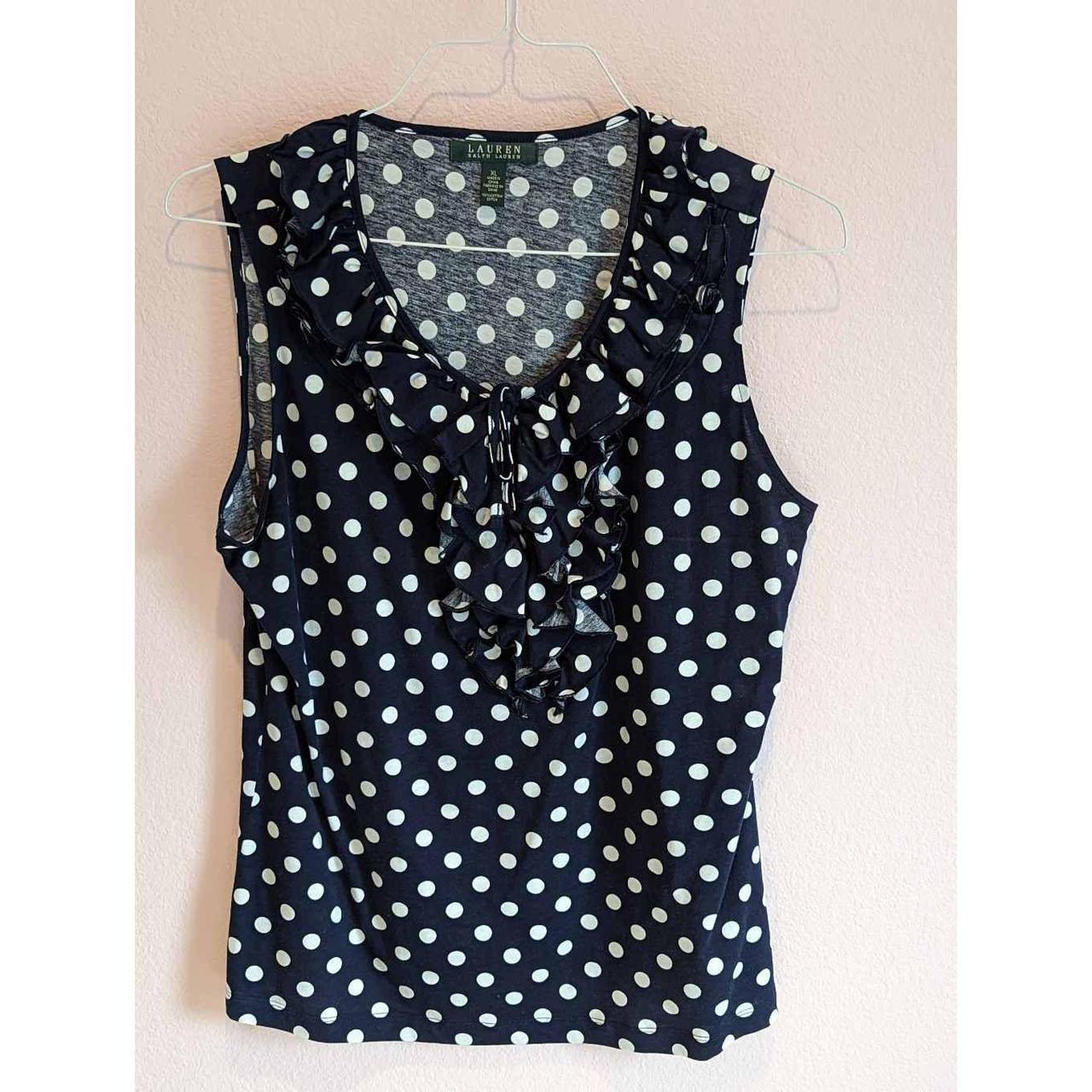 White Polka Dot Blouse XL