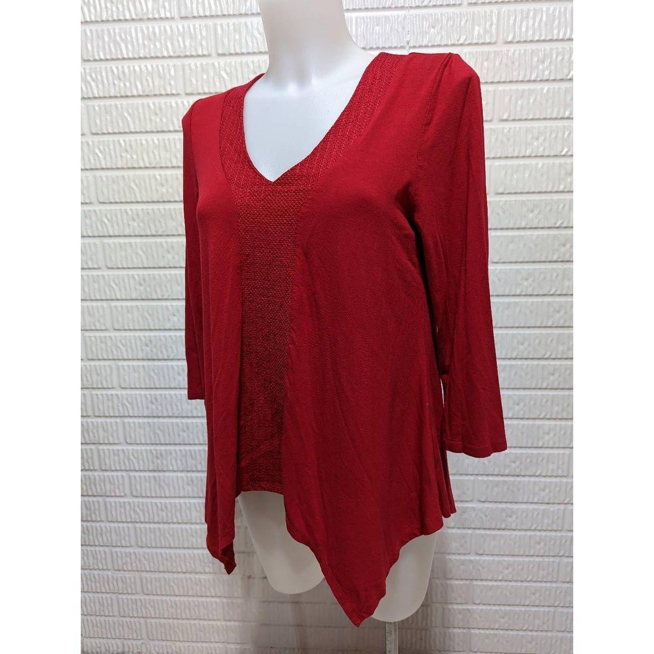 Adrianna Papell Women s Red V Neck 3 4 Sleeve