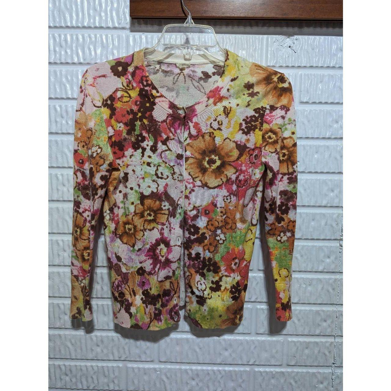 Deals J. Crew Floral Cardigan Size Small