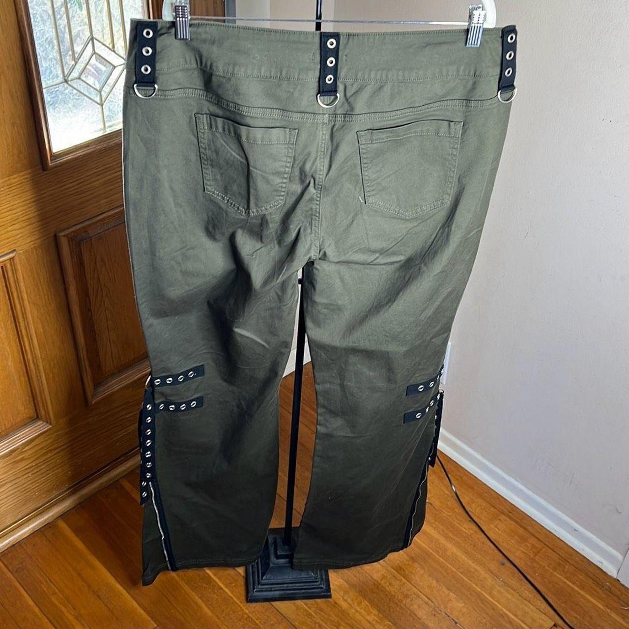 Green Grommet Strap Flare Pants Plus Size