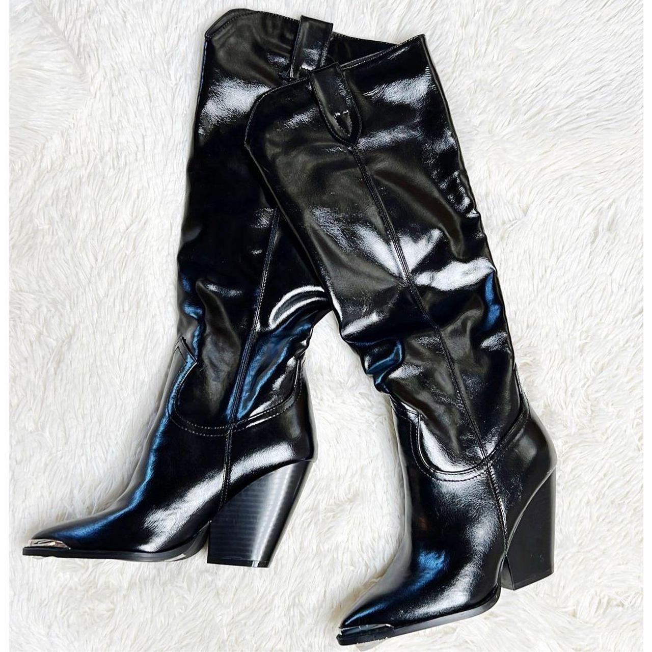 Forever 21 Black Faux leather Knee High