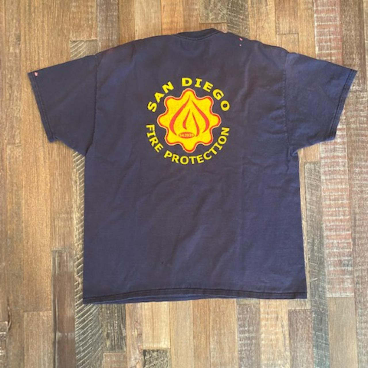 Vintage San Diego Fire Protection Pocket T-Shirt... - Depop