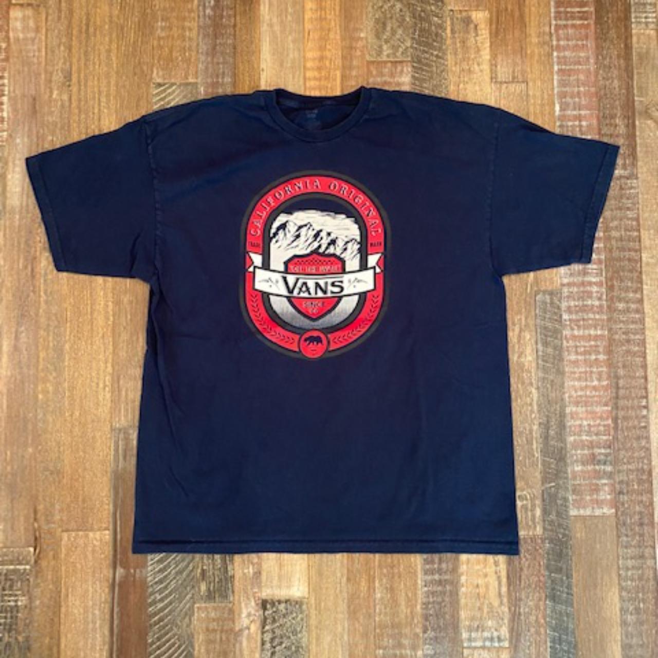 Vans Off The Wall Men's T-shirt Navy Size Xxl Shirt - Depop