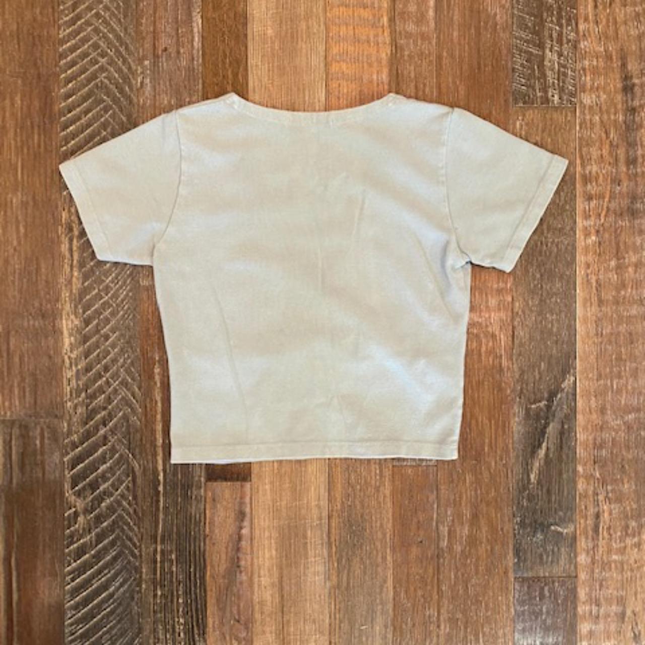 Brandy Melville Women's VNeck Crop Top Sage Green... Depop