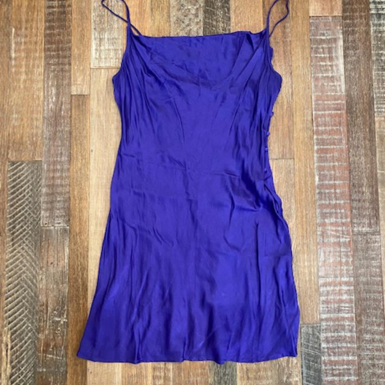 Forever 21 Women's Satin Like Slip Dress Purple size... - Depop