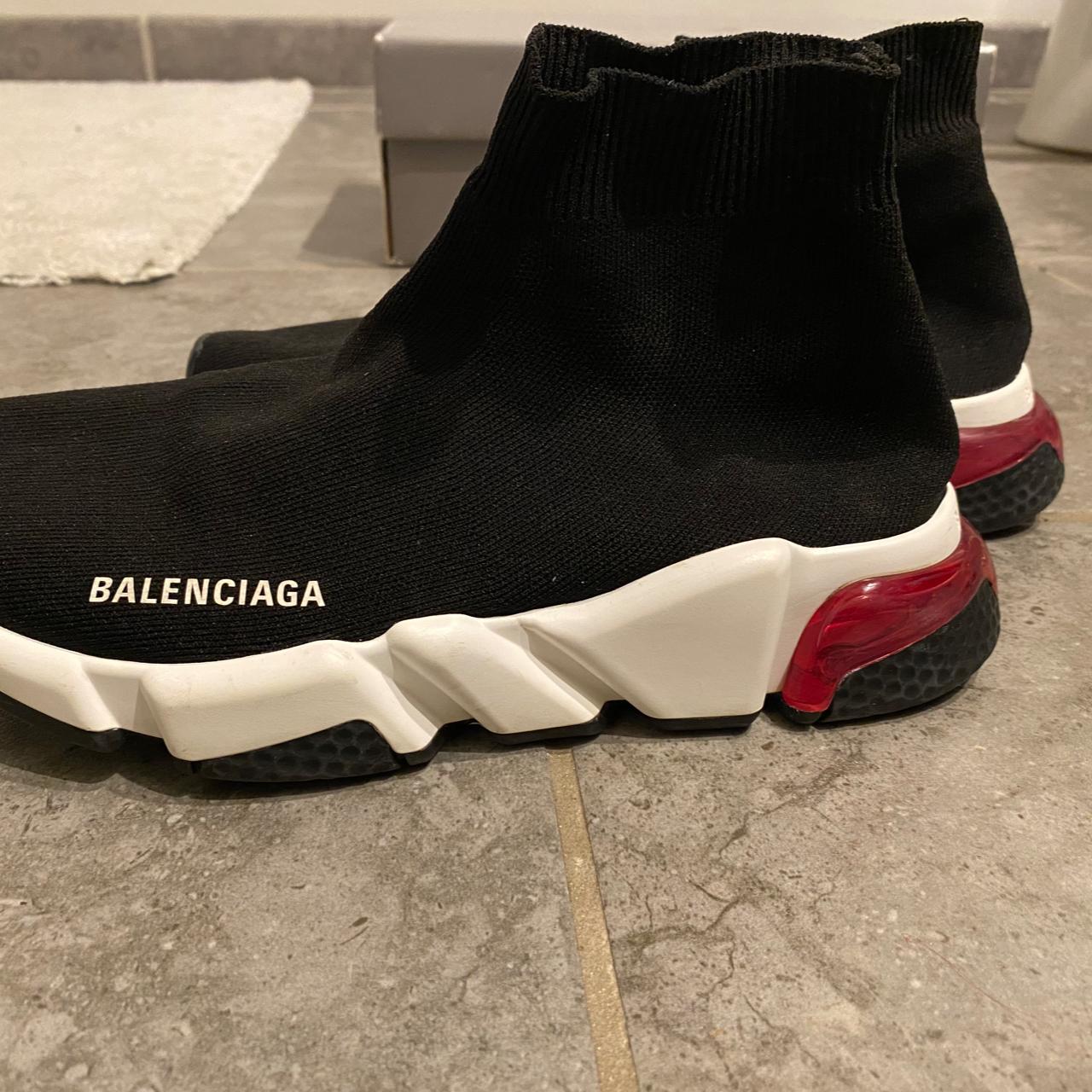 Balenciaga Women's Black and White Trainers | Depop