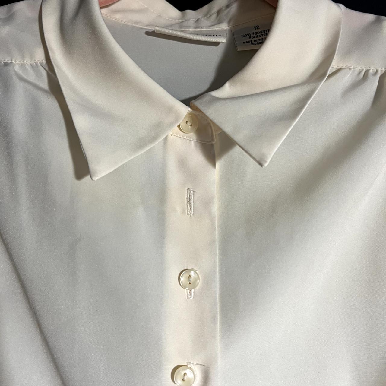 Jaclyn Smith smooth polyester button down top -size... - Depop