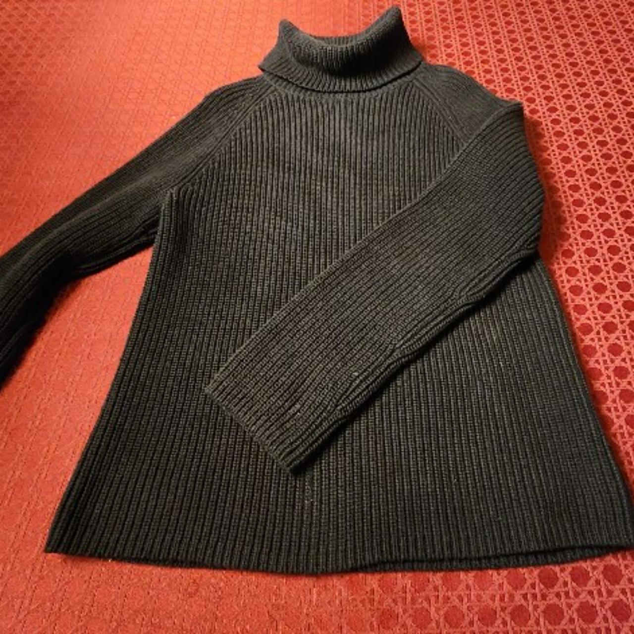 Lands End heavy turtle neck sweater. Black. Size Small - Depop