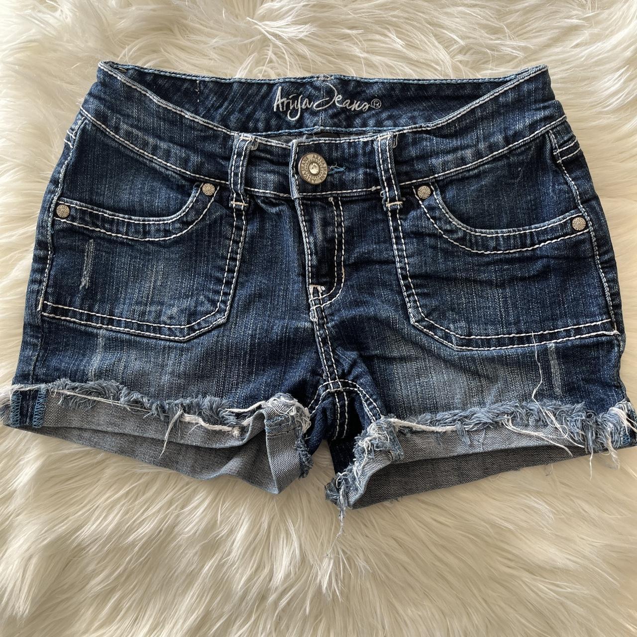 2000s Navy Blue Denim Shorts~ High waist Ariya... - Depop