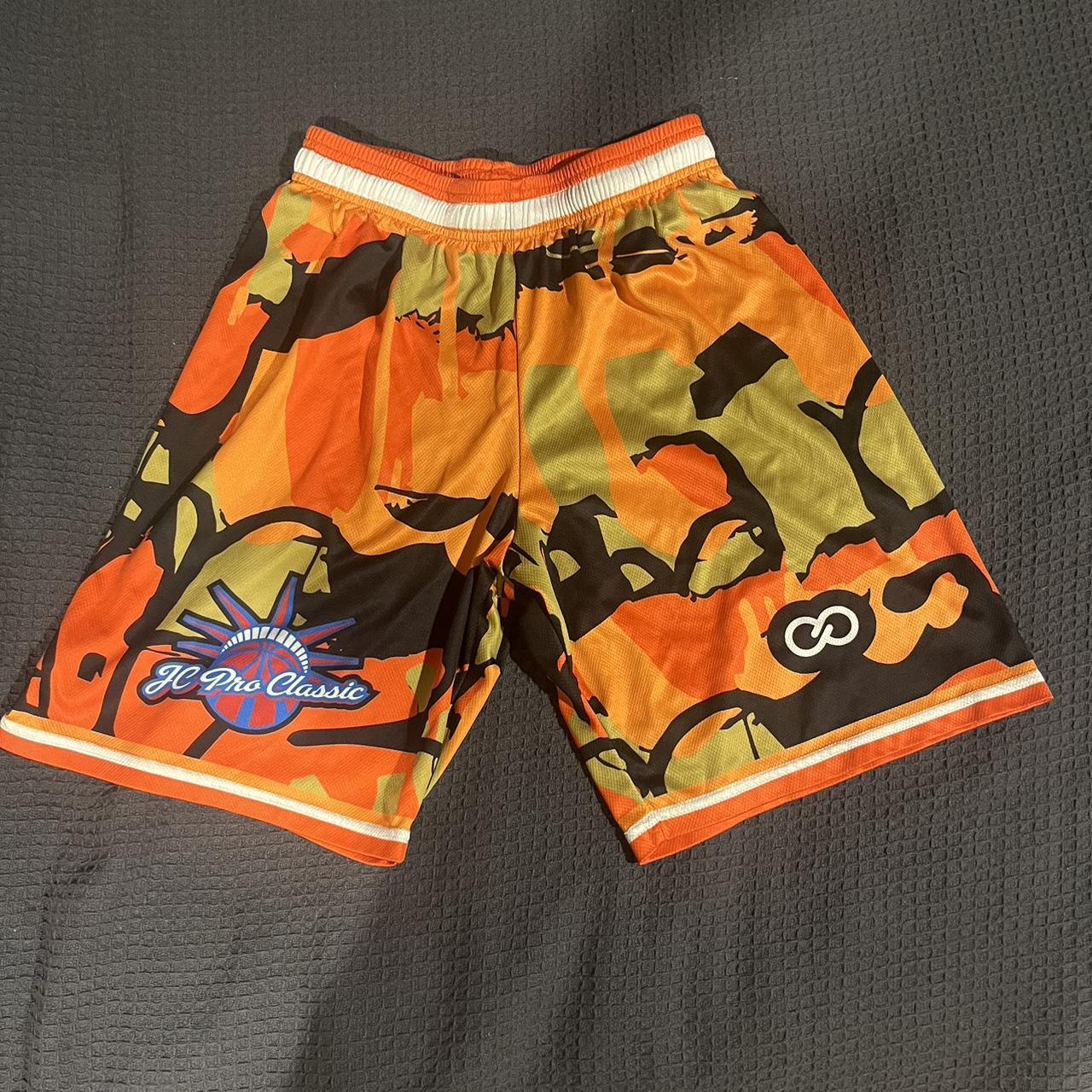 orange camo basketball shorts