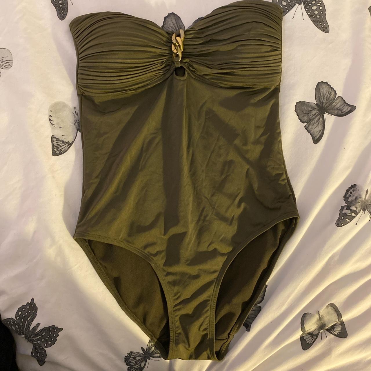 Matalan Women's Khaki and Green Swimsuitonepiece Depop
