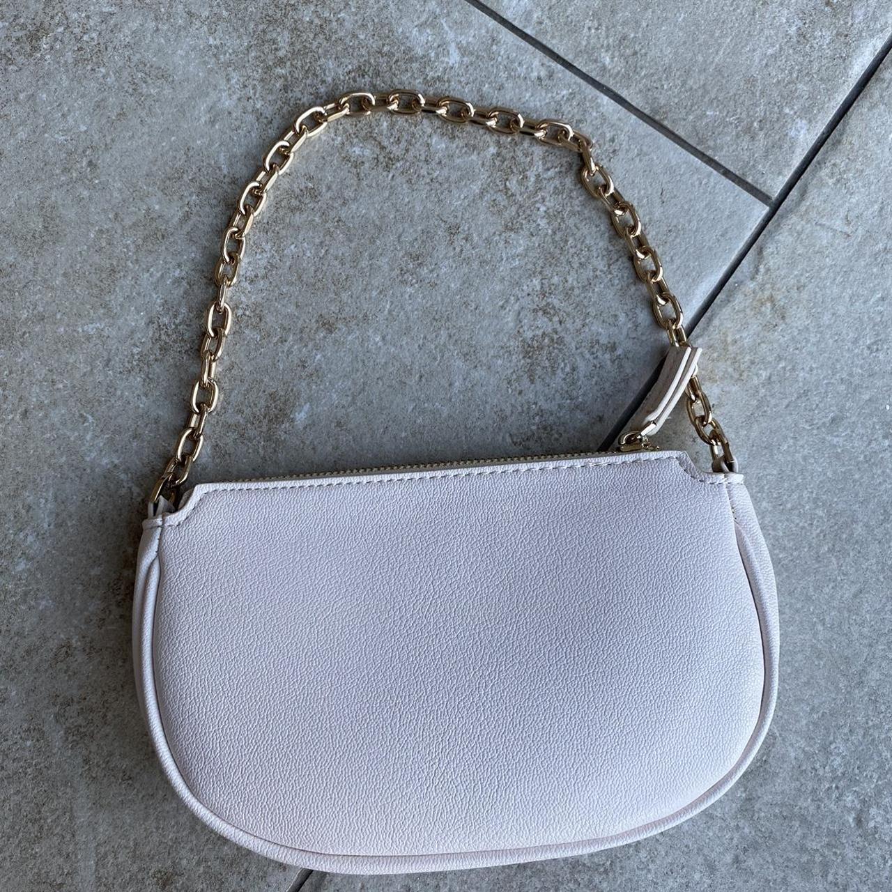 Mango Women's Cream and Gold Bag | Depop