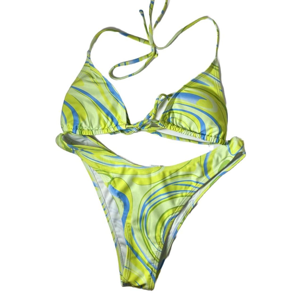 Cupshe Women's Green and Blue Bikinisandtankinisets Depop