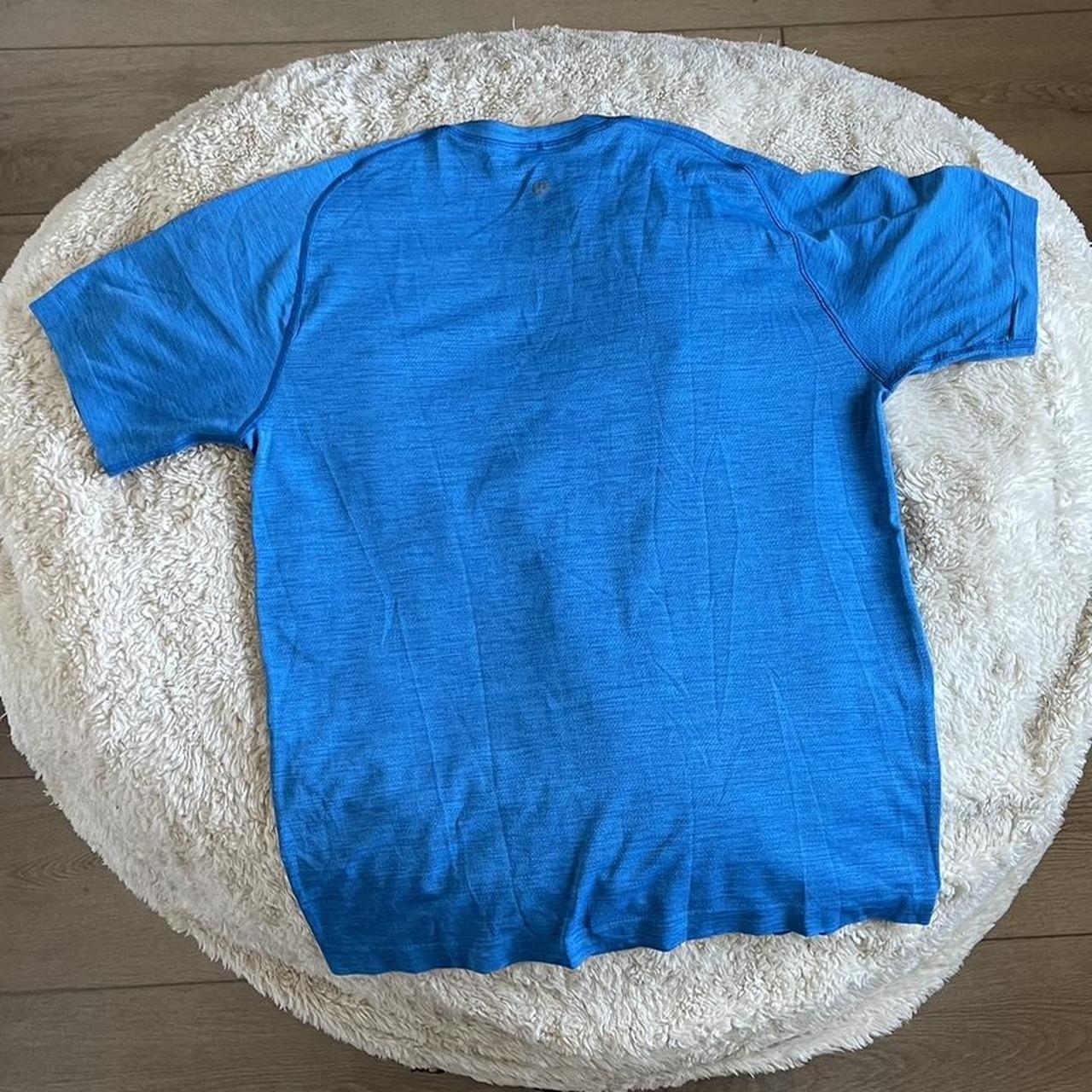 Blue Lululemon Men’s Athletic T-Shirt Tags cut for... - Depop