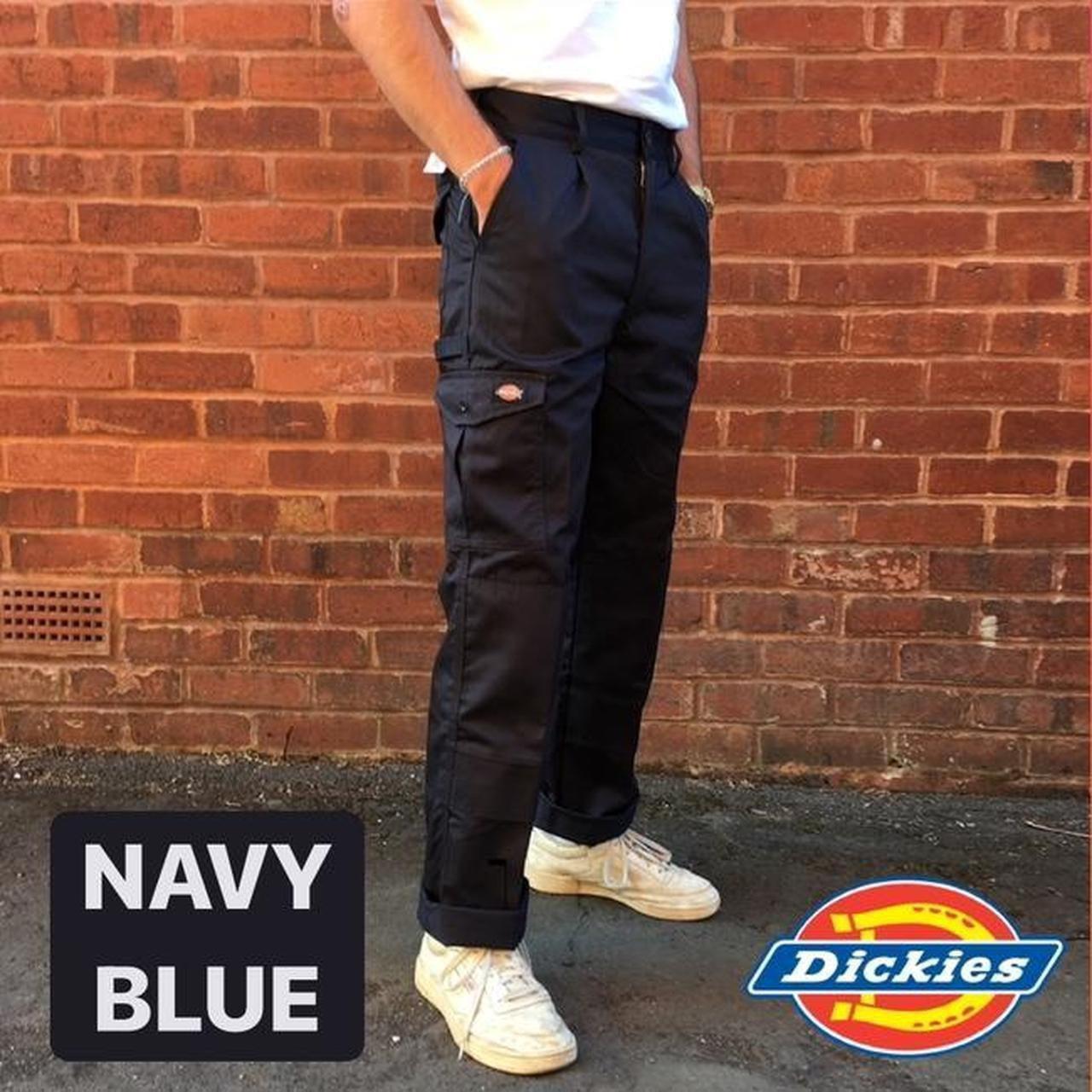 NAVY BLUE DICKIES CARGO PANTS Straight leg cargo... Depop
