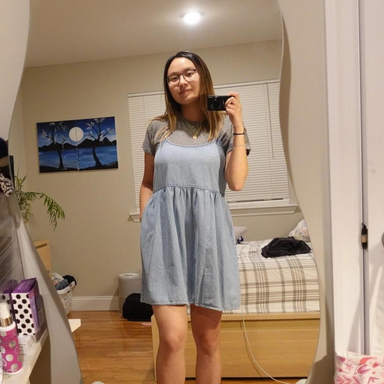 American Eagle - Ae Denim Strappy Babydoll Dress - Depop