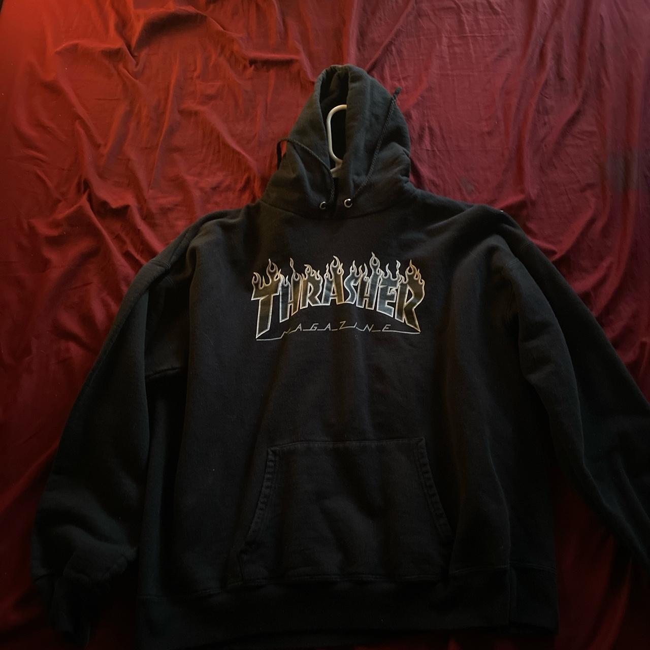 Thrasher Men's Black Hoodie | Depop