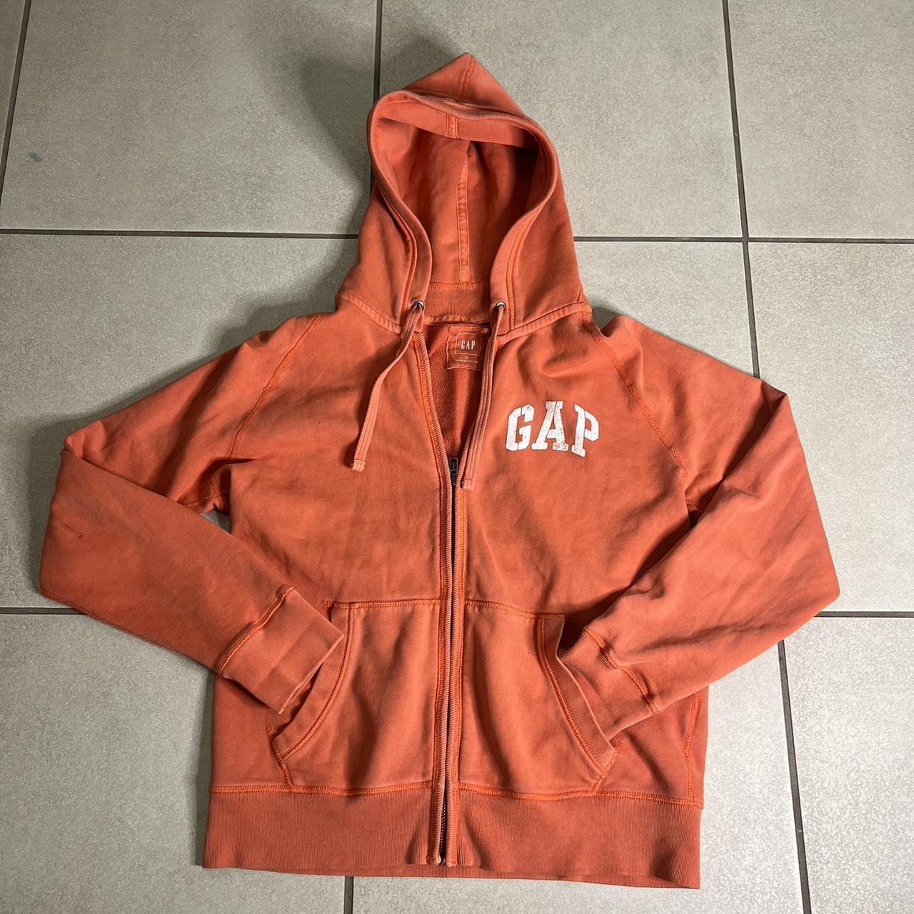 Gap orange zip up hoodie Size large Open to. Depop