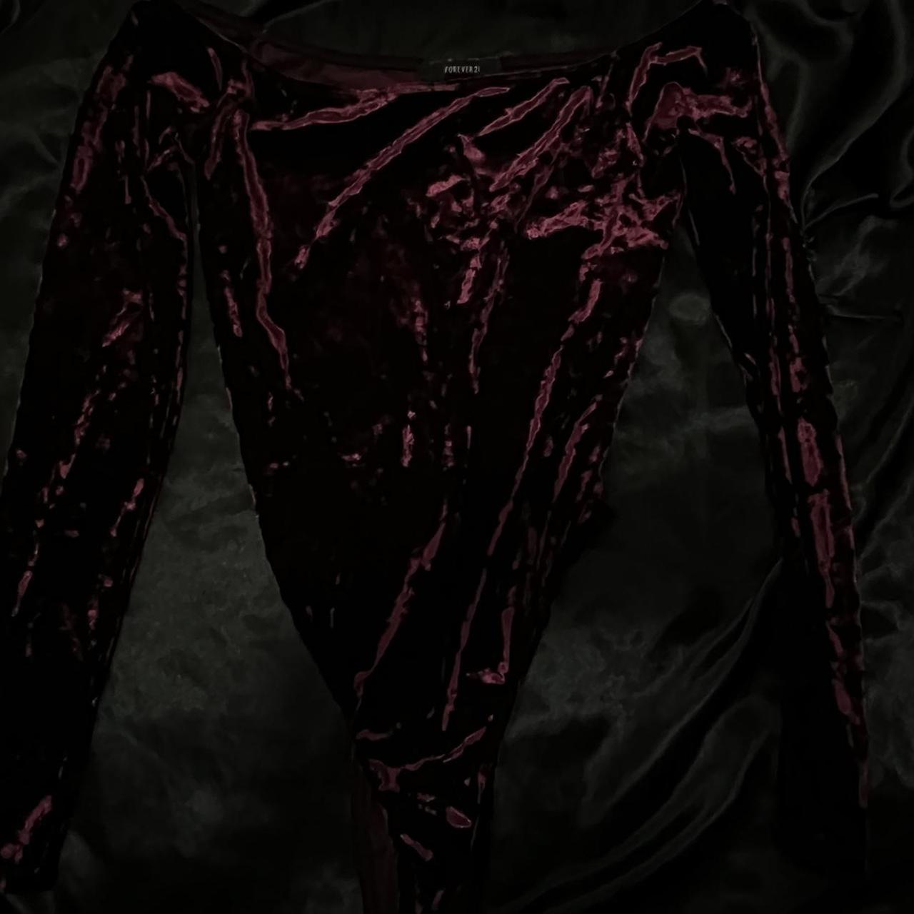 Off the shoulder burgundy bodysuit ️ ˚ʚ♡ soft velvet... - Depop