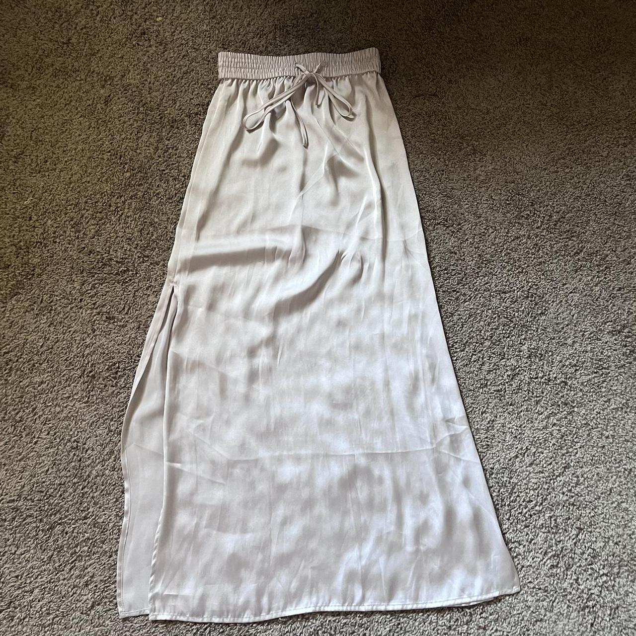 off white silk skirt - h&m worn once, in excellent... - Depop