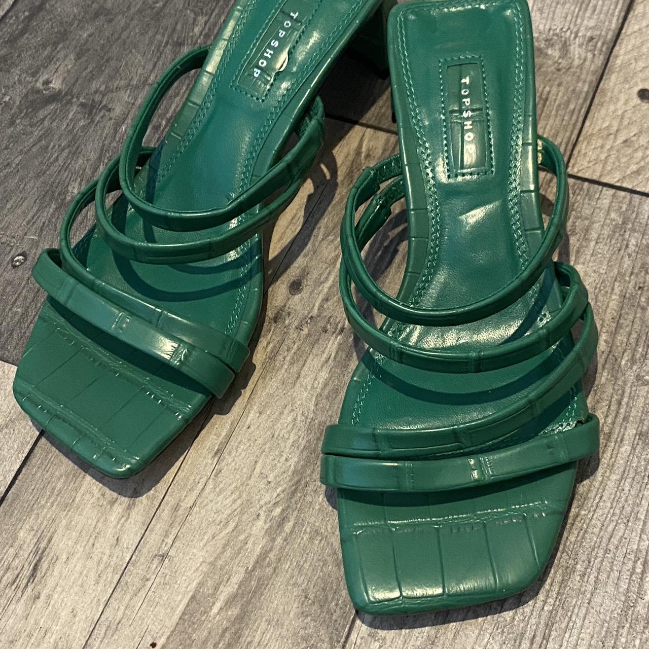 Topshop green online mules