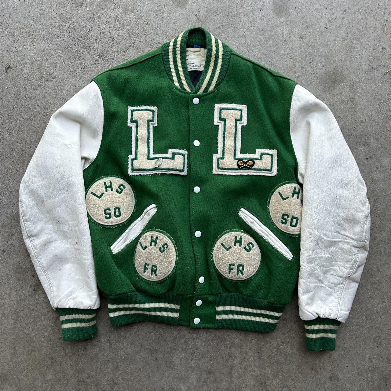 Vintage Green Varsity Jacket Sz M/L * size M/L *... Depop