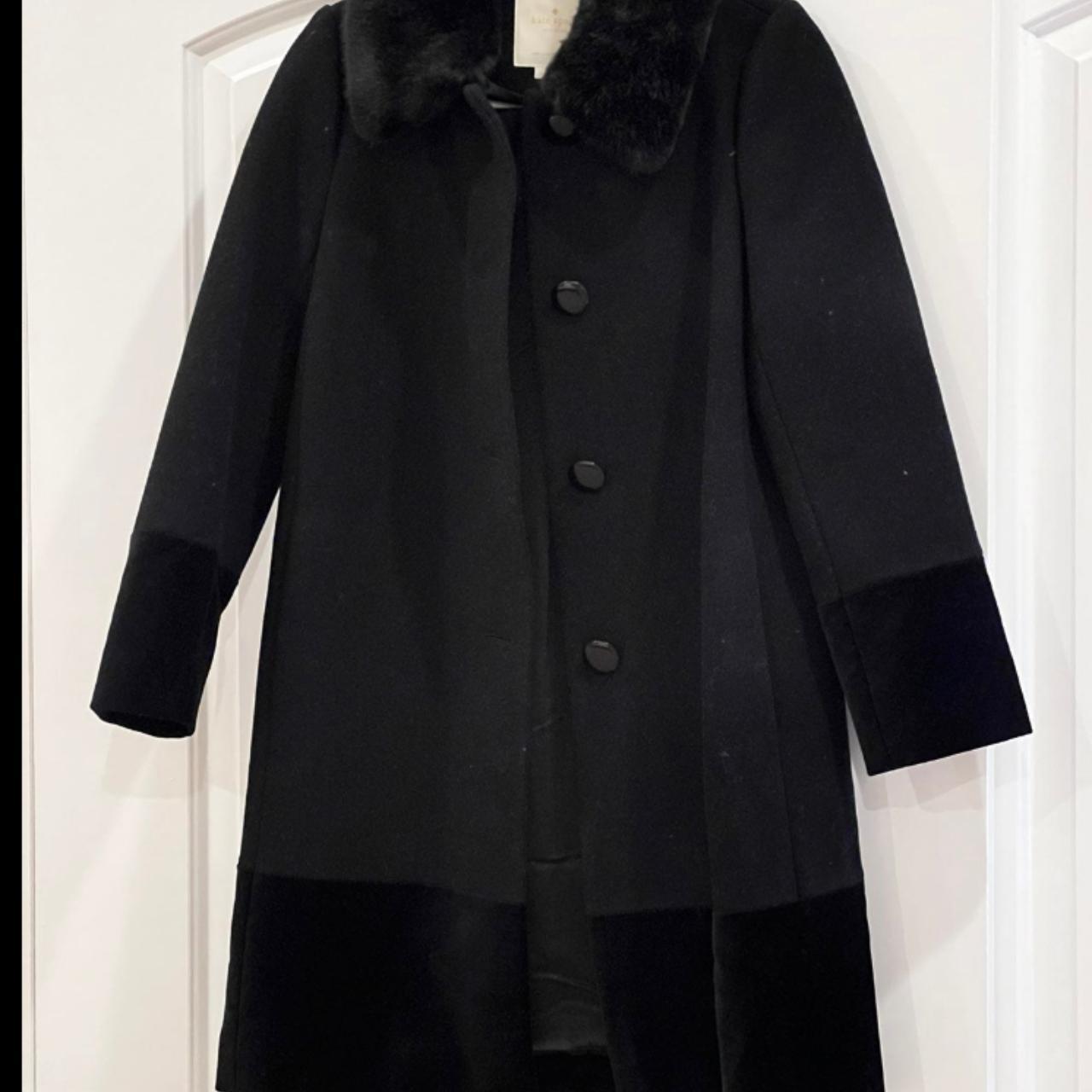 Kate spade faux fur collar velvet trim on sale coat