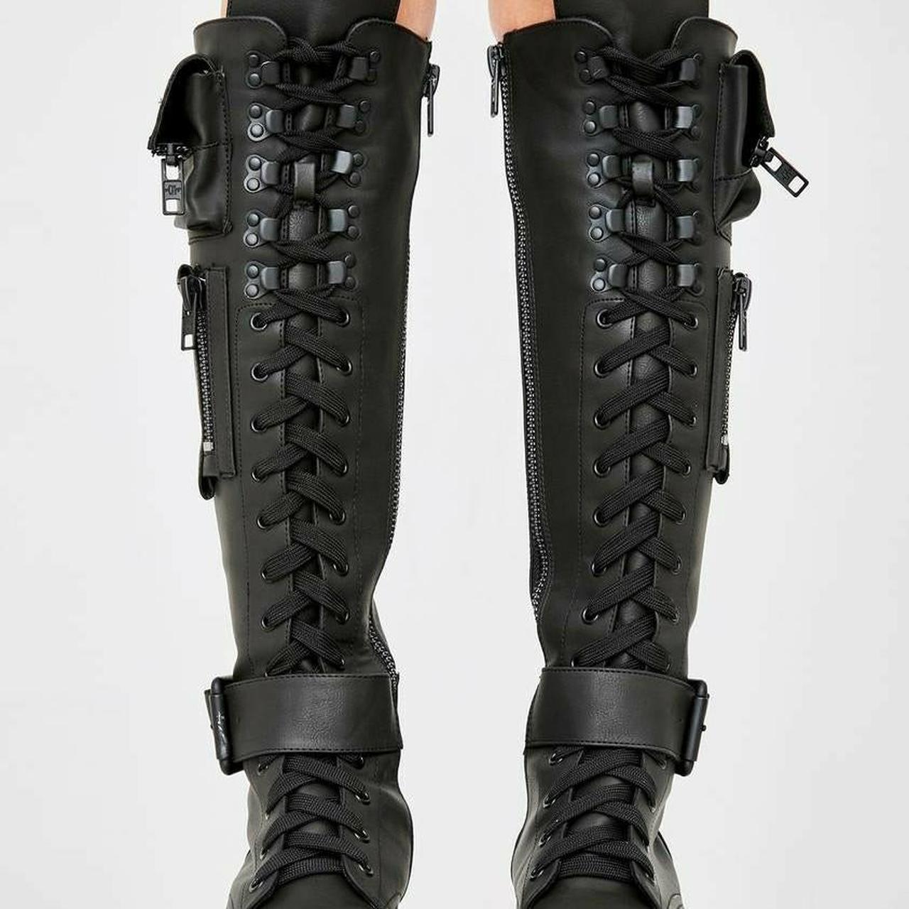 Platform Combat Boots with Pockets Knee high combat... Depop