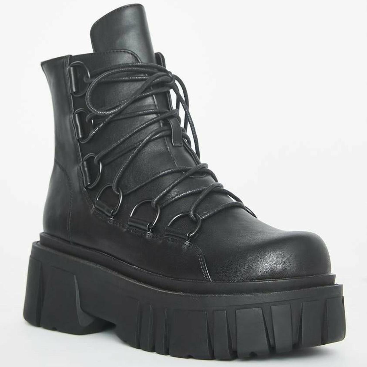 Black Platform Combat Boots Adjustable lace-ups... - Depop
